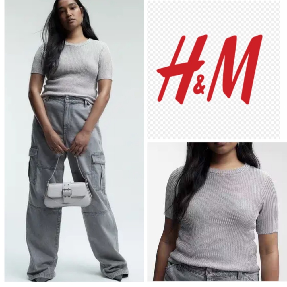 H&M Metallic Rib Knit Top